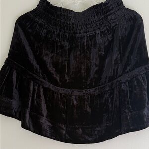 Anthropologie Black Velvet Tiered Women's Skirt
